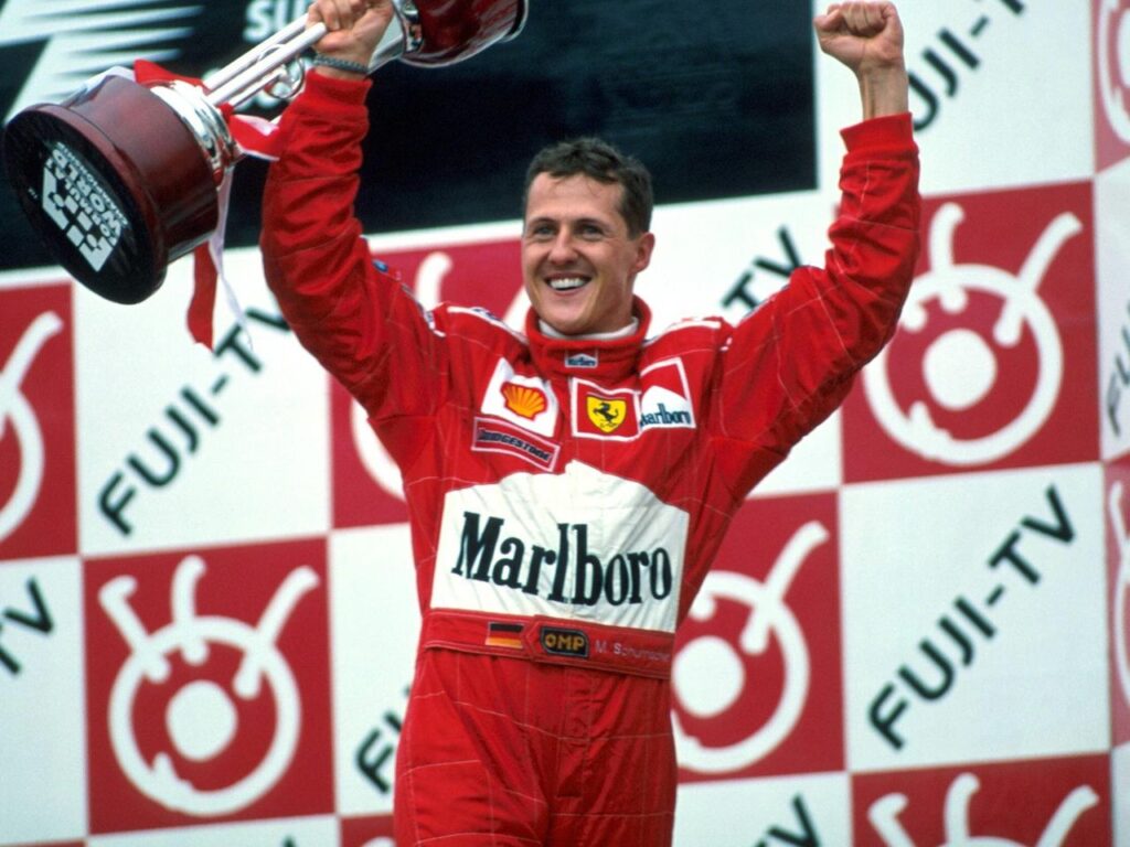 Michael Schumacher celebrating the F1 world championship.